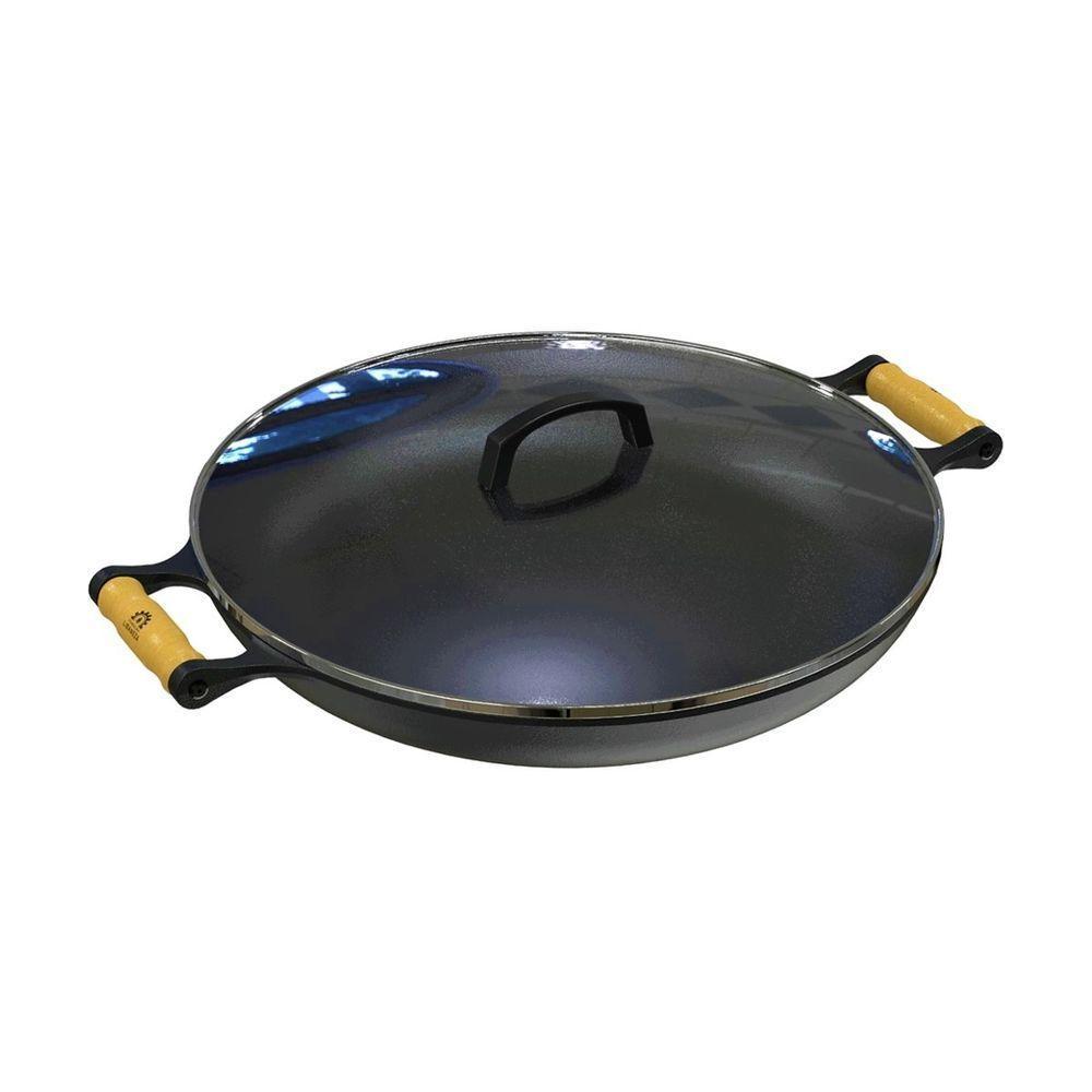 Frigideira Paella De Ferro Fundido Alça Madeira Tv 40cm. - 1