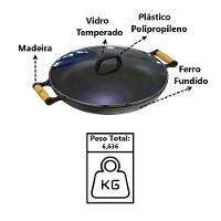 Frigideira Paella De Ferro Fundido Alça Madeira Tv 40cm. - 2