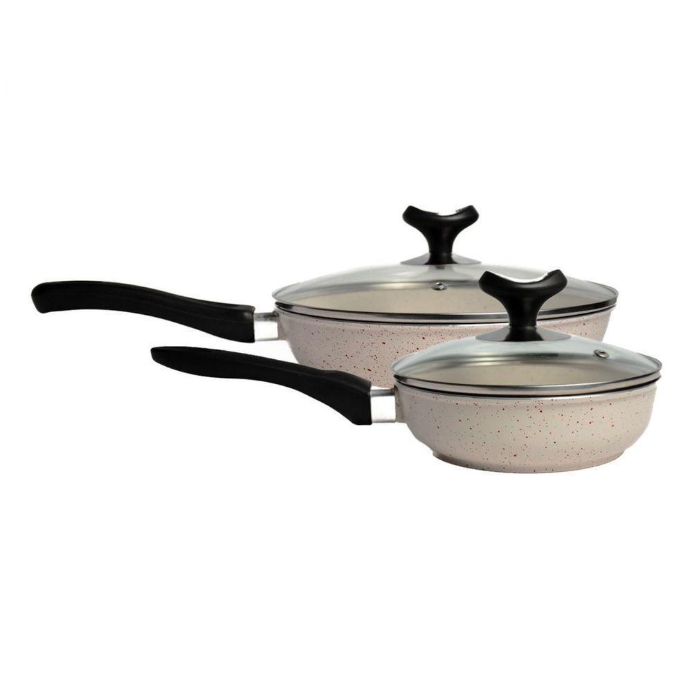 Jogo Frigideiras Branca Antiaderente Marmorizada 16 E 24cm - 1