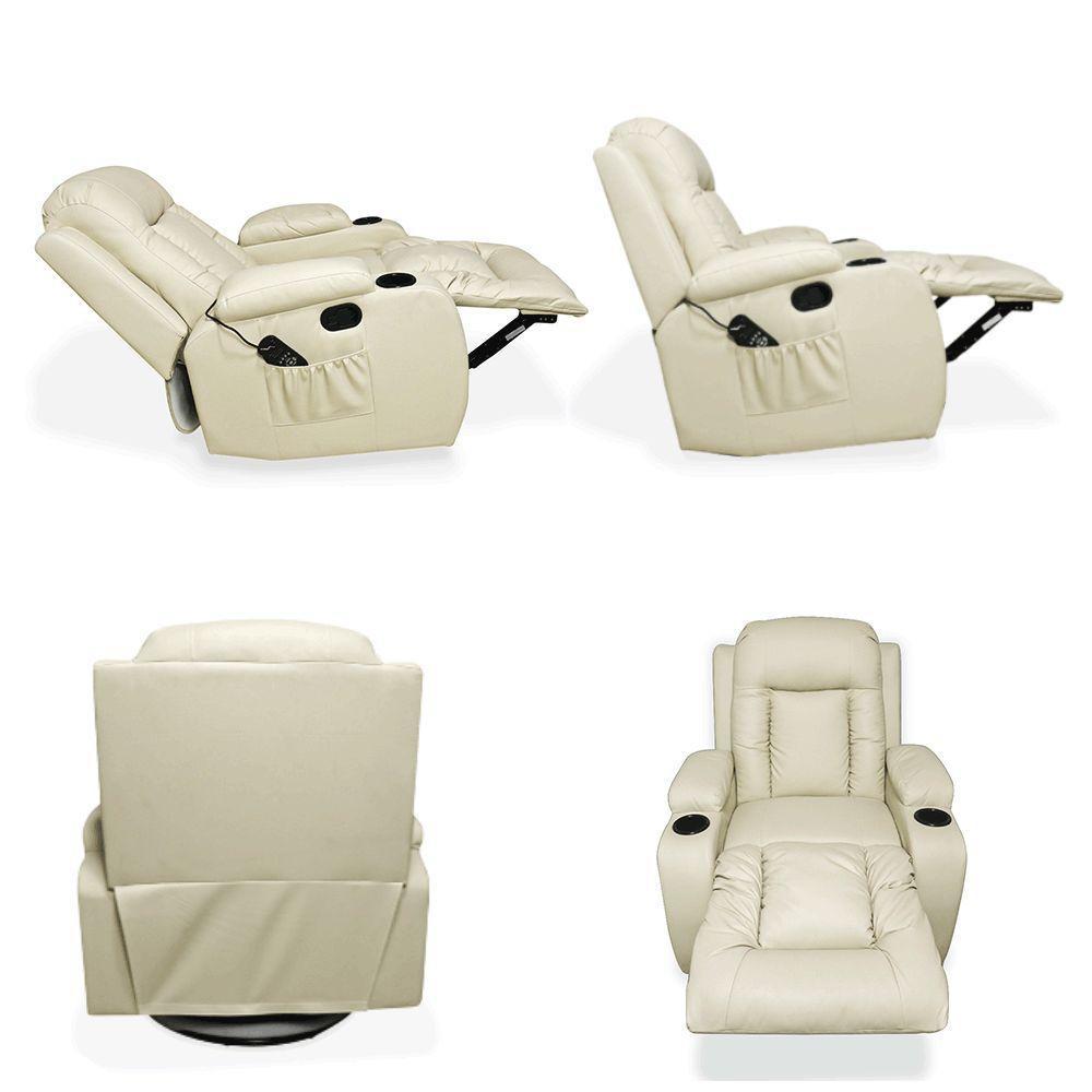 Poltrona Do Papai Com Massagem E Aquecimento Reclinável Miami Balanço Giratória Bege G31 Encantum - 7