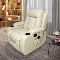 Poltrona Do Papai Com Massagem E Aquecimento Reclinável Miami Balanço Giratória Bege G31 Encantum - 1