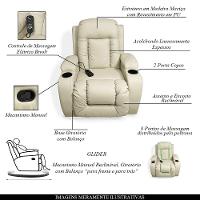 Poltrona Do Papai Com Massagem E Aquecimento Reclinável Miami Balanço Giratória Bege G31 Encantum - 5