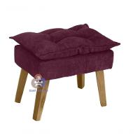 Poltrona-cadeira Decorativa Opala E Puff Opala Bordô-vinho Com Pés Quadrado - 3