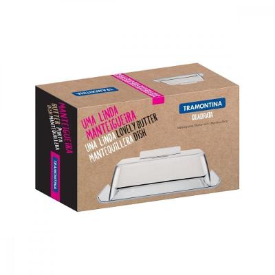 Manteigueira Tramontina Quadrata Retangular Em Aço Inox Com Tampa Transparente