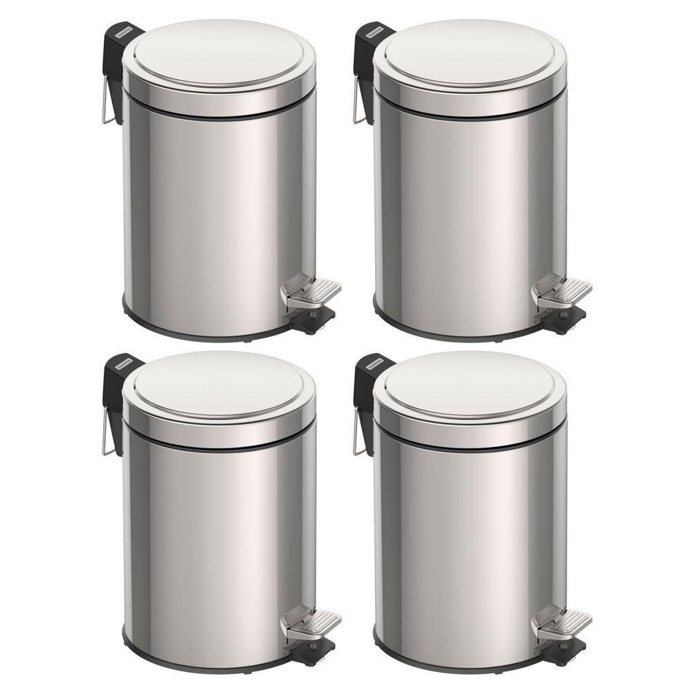 Kit Com 4 Lixeiras Brasil Inox Tramontina 12 Litros Pedal 94538112 - 1