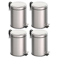 Kit Com 4 Lixeiras Brasil Inox Tramontina 12 Litros Pedal 94538112 - 1