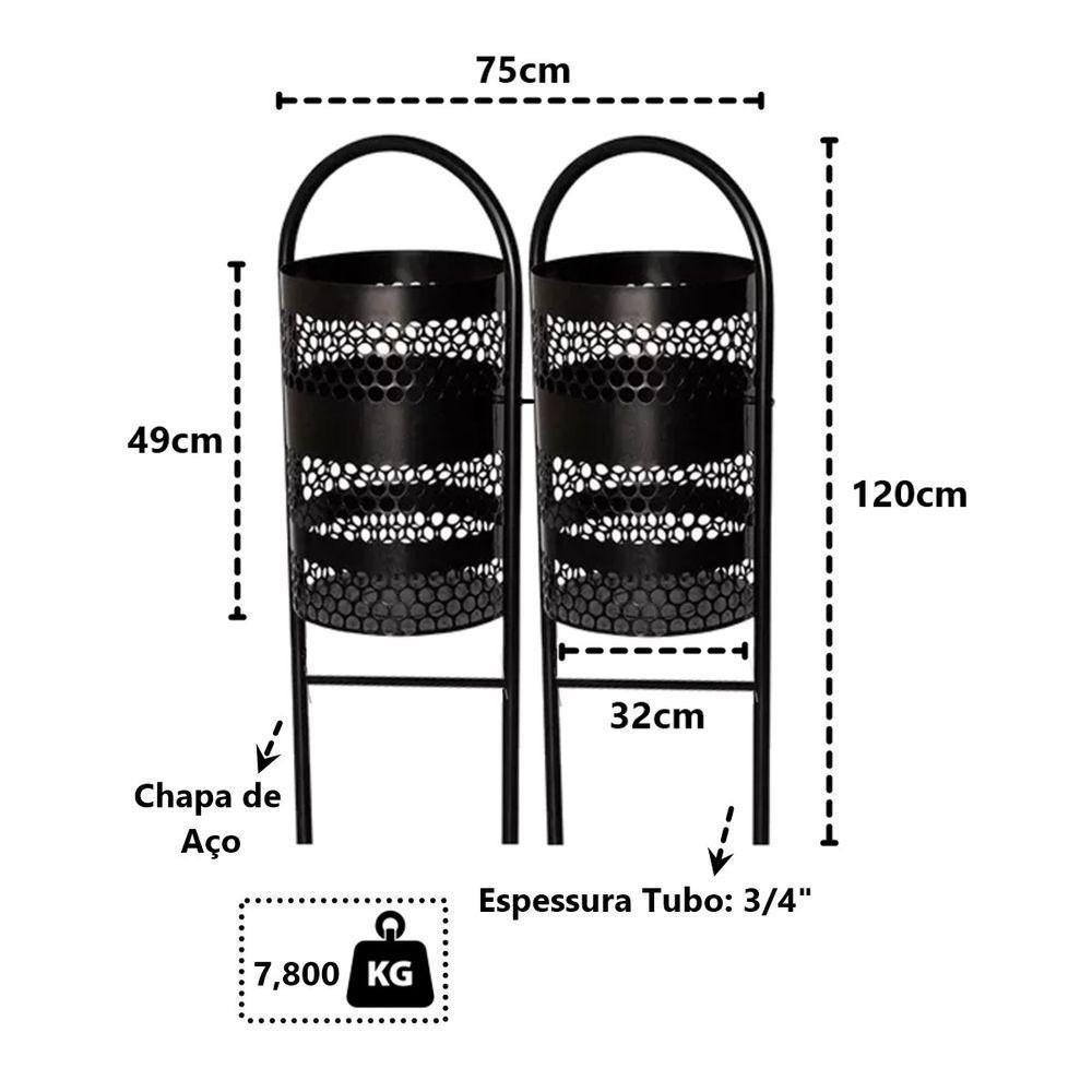 Lixeira Dupla Em Tela Moeda Coleta Seletiva Calçada 120cm - 2