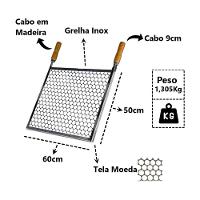 Grelha Retangular Inox Tela Moeda Para Churrasqueira 60x50cm. - 2