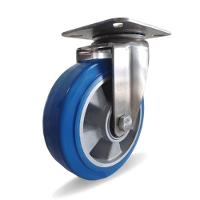 Rodizio Inox 8x2 Roda Pu Elástico Azul S/ Freio 700 Kg - 1
