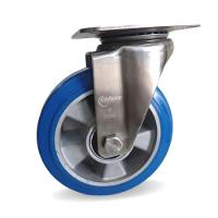 Rodizio Inox 8x2 Roda Pu Elástico Azul S/ Freio 700 Kg