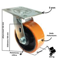Rodizio Industrial Para Carga Pesada 4x2 Pol. S/freio 400 Kg - 2