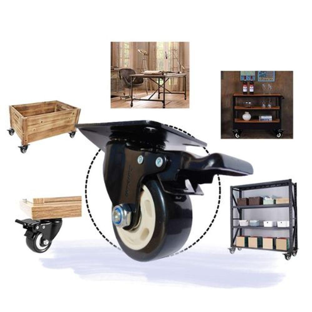 Rodizio Giratório 3 Pol. Placa Com Freio Preto Colson - 5