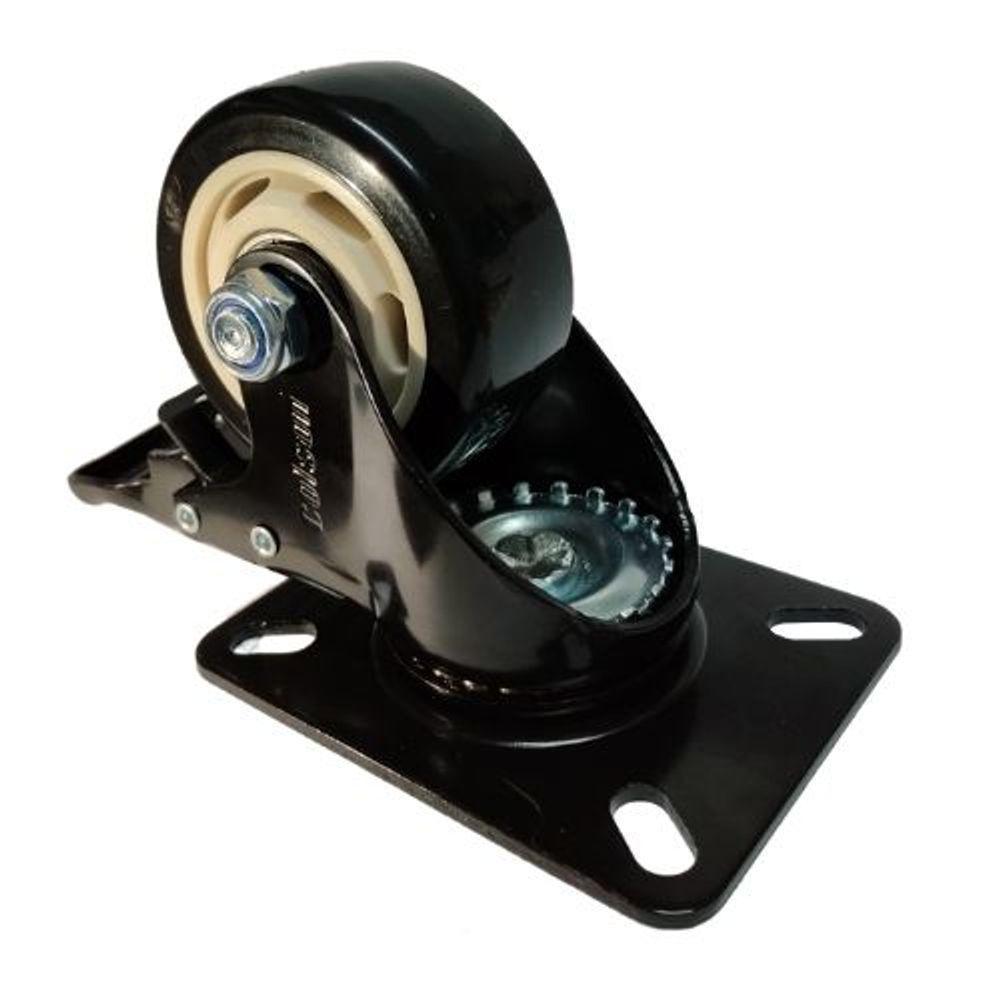 Rodizio Giratório 3 Pol. Placa Com Freio Preto Colson - 6