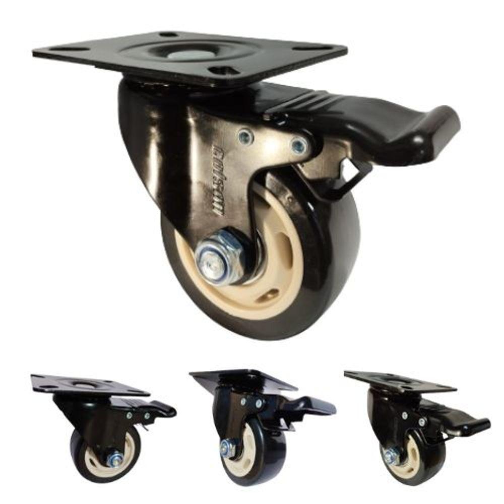 Rodizio Giratório 3 Pol. Placa Com Freio Preto Colson - 7