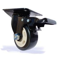 Rodizio Giratório 3 Pol. Placa Com Freio Preto Colson - 1