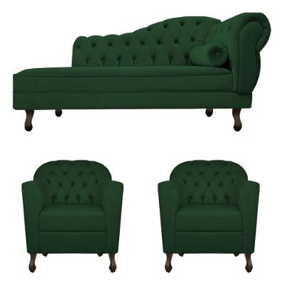 Kit Diva Recamier Diana 185cm Lado Esquerdo E 02 Poltronas Julia Suede Adj Decor Verde