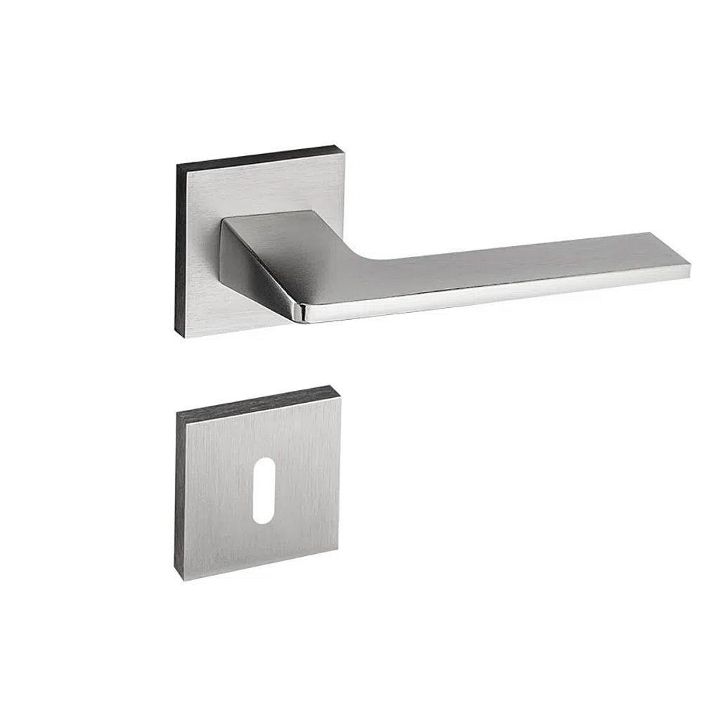 Fechadura Sara Cromado Acetinado Roseta Quadrada 40mm Pado Interna - 1