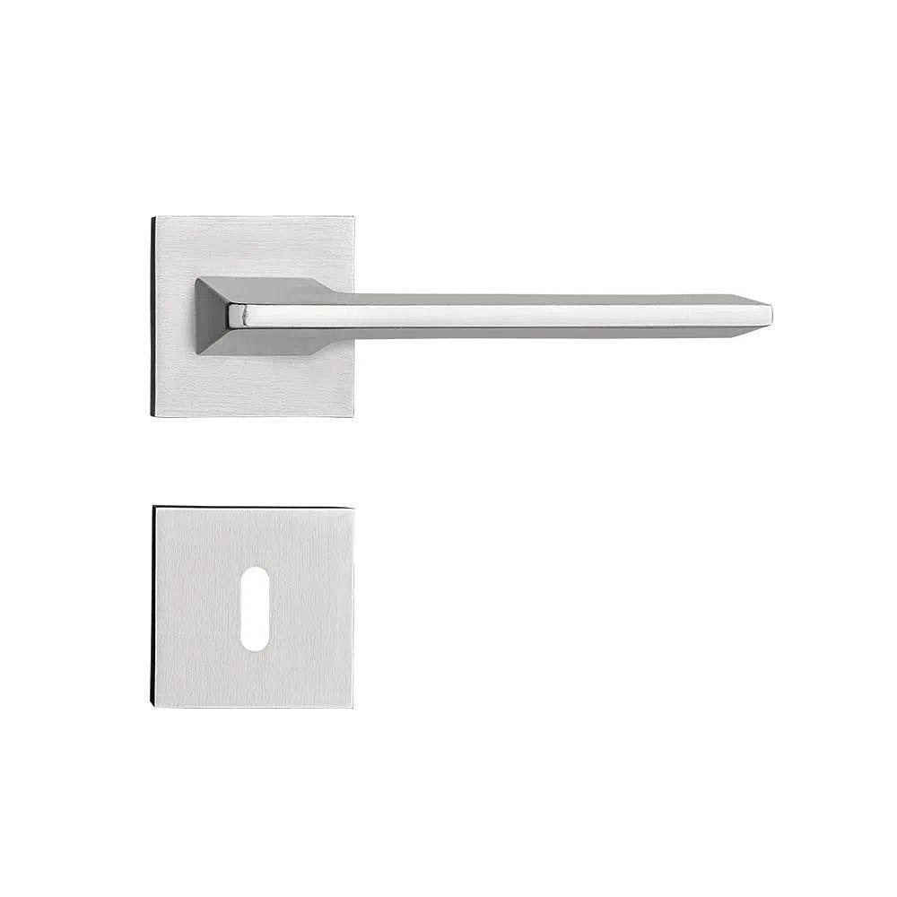 Fechadura Sara Cromado Acetinado Roseta Quadrada 40mm Pado Interna - 2