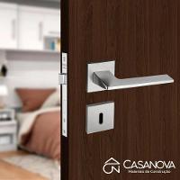 Fechadura Sara Cromado Acetinado Roseta Quadrada 40mm Pado Interna - 3