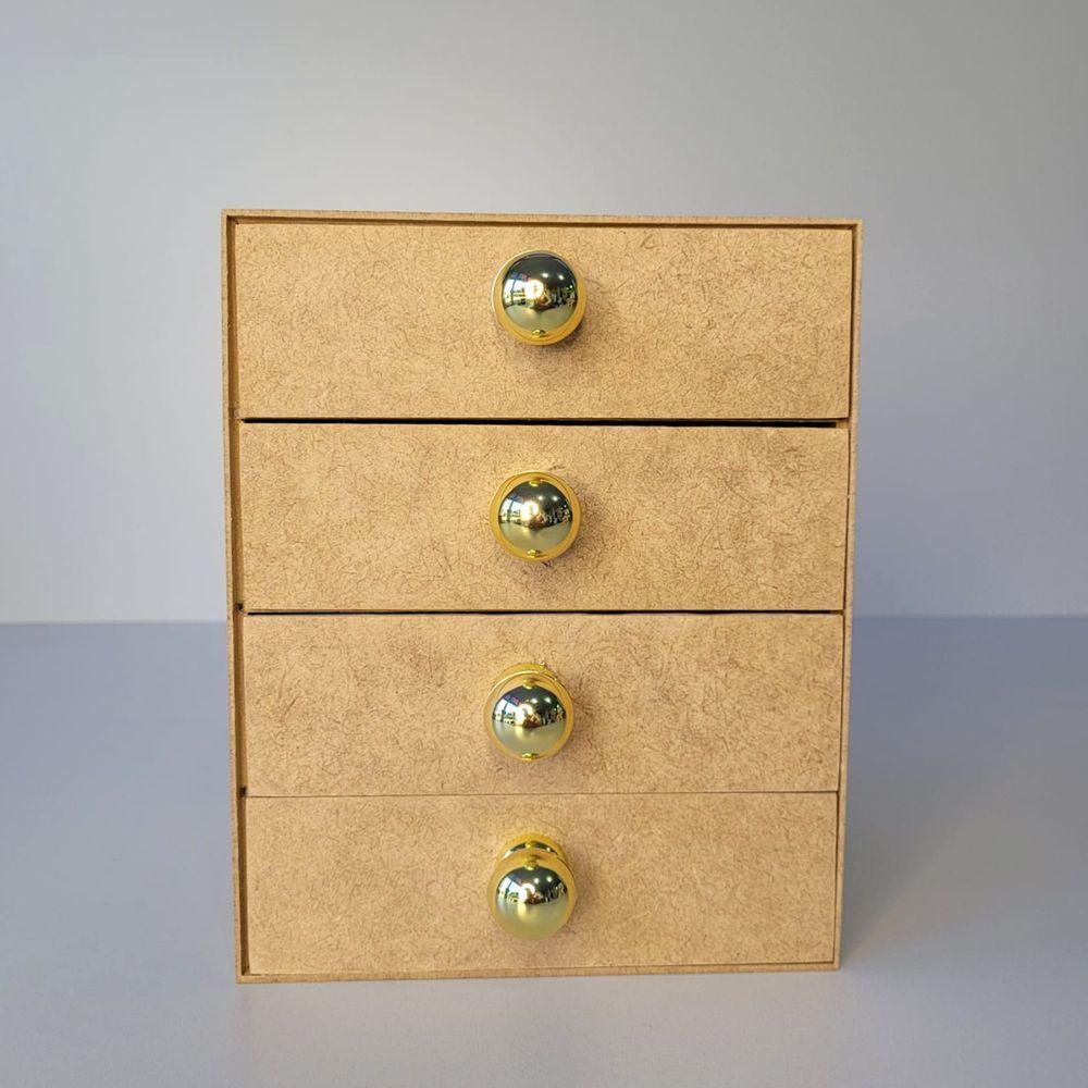 Gaveteiro Em Mdf Com 4 Gavetas (20x16x16) Mdf Cru - 4