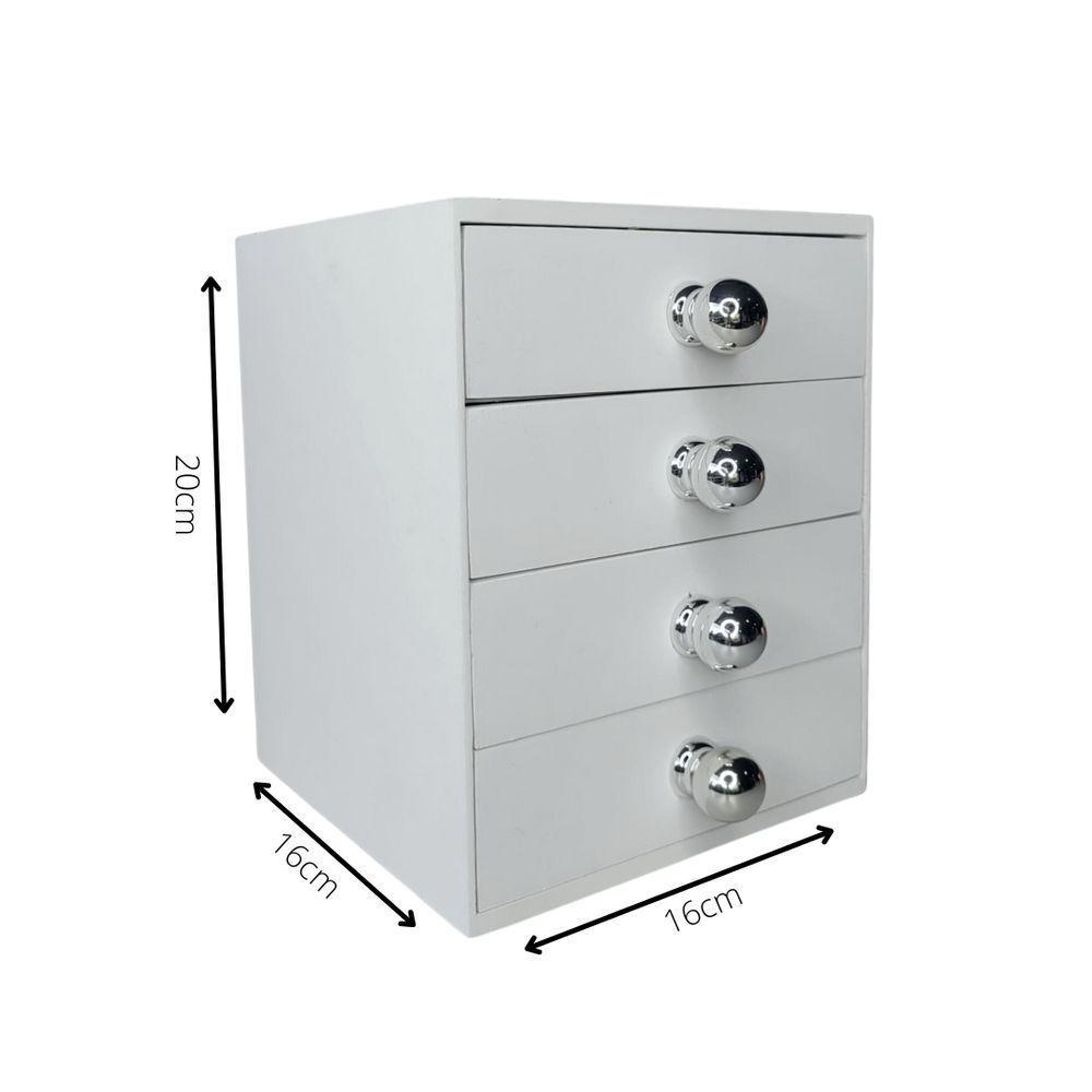 Gaveteiro Em Mdf Com 4 Gavetas (20x16x16) Branco - 4