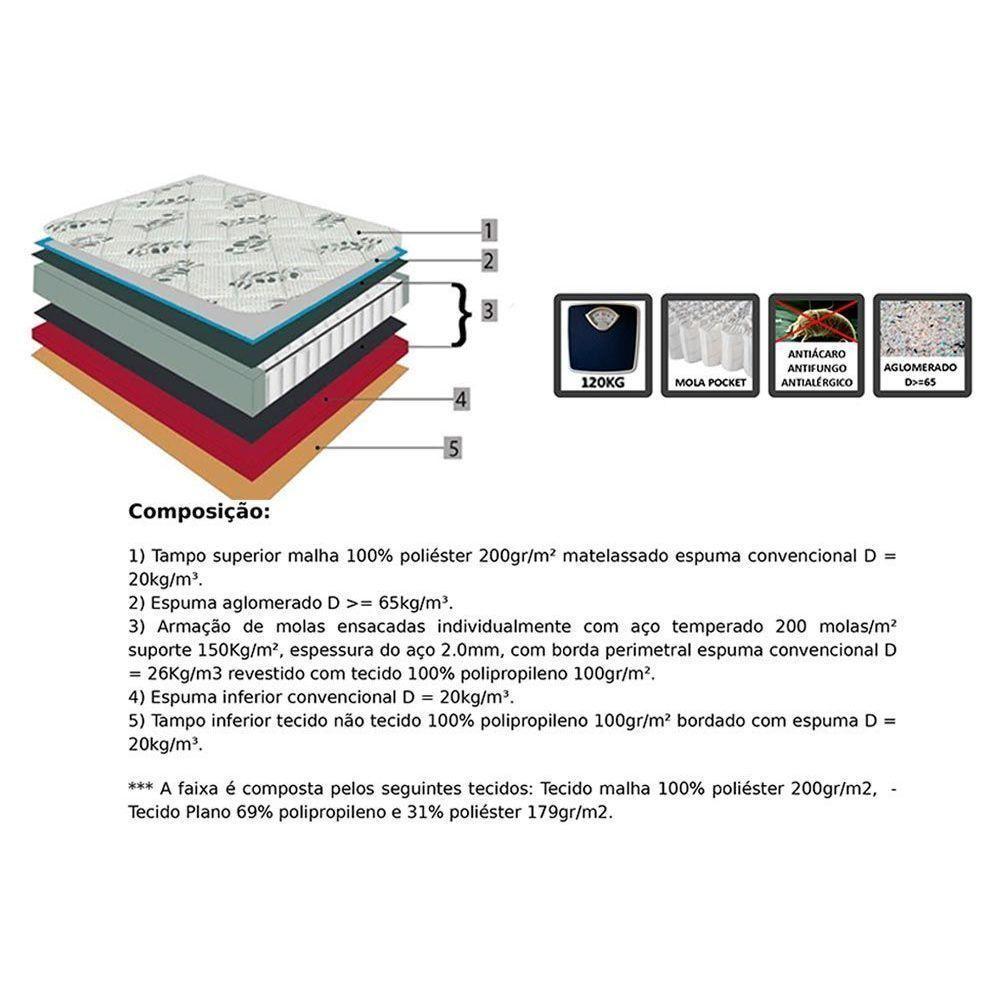 Colchão Casal Molas Ensacadas  MasterPocket Pleasure Space Pillow Top (138x188x35) - Orthoflex - 5