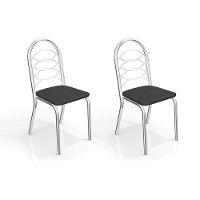 Cadeira de Cozinha Holanda 2C009 Kit 2 Un Cromado/Courano Preto - Kappesberg - 1