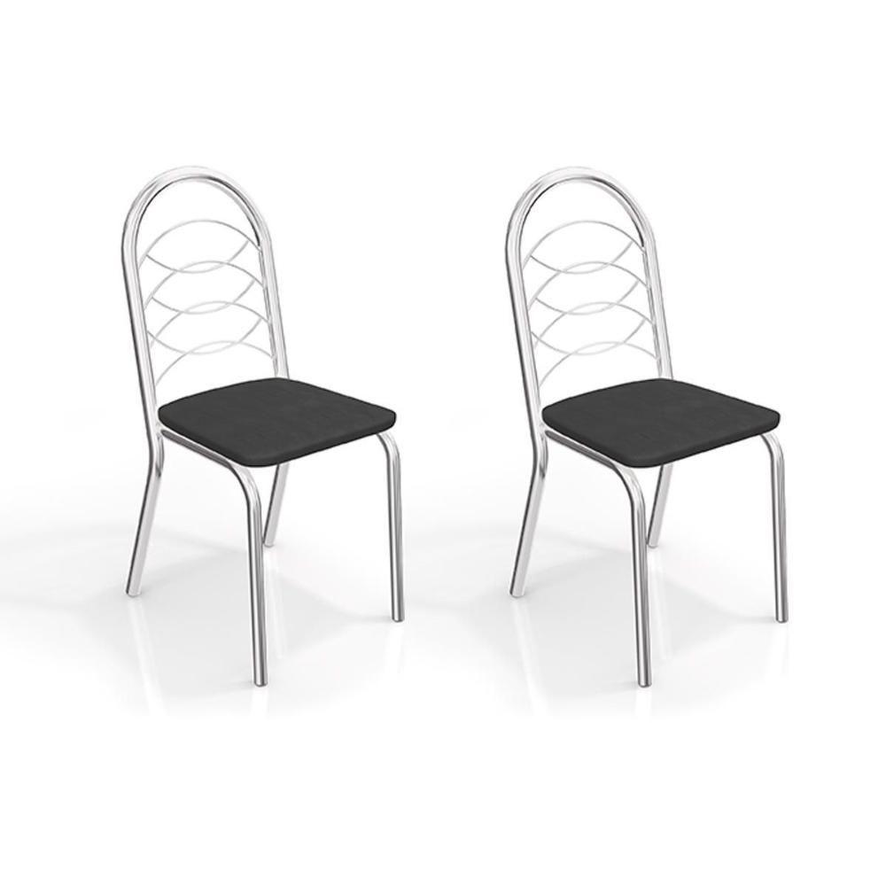 Kit 2 Cadeiras Sala Jantar Holanda 2C009  2 Un Cromado/Courano Preto - Kappesberg - 1