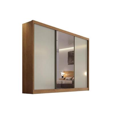 Guarda Roupa Casal Natus Plus 3 Portas de Correr 8 Gavetas Freijó Cumaru c- Fendi