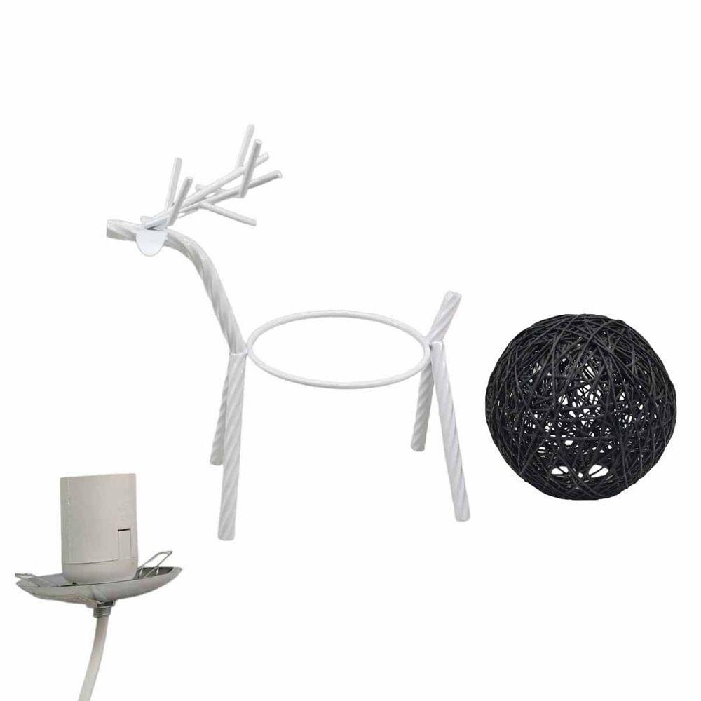 Luminaria Abajur Cervo Rena Decoraçao Natal Rustica Mesa Quarto Sala Recepçao Enfeite Iluminaçao Nordica Moderna - 3