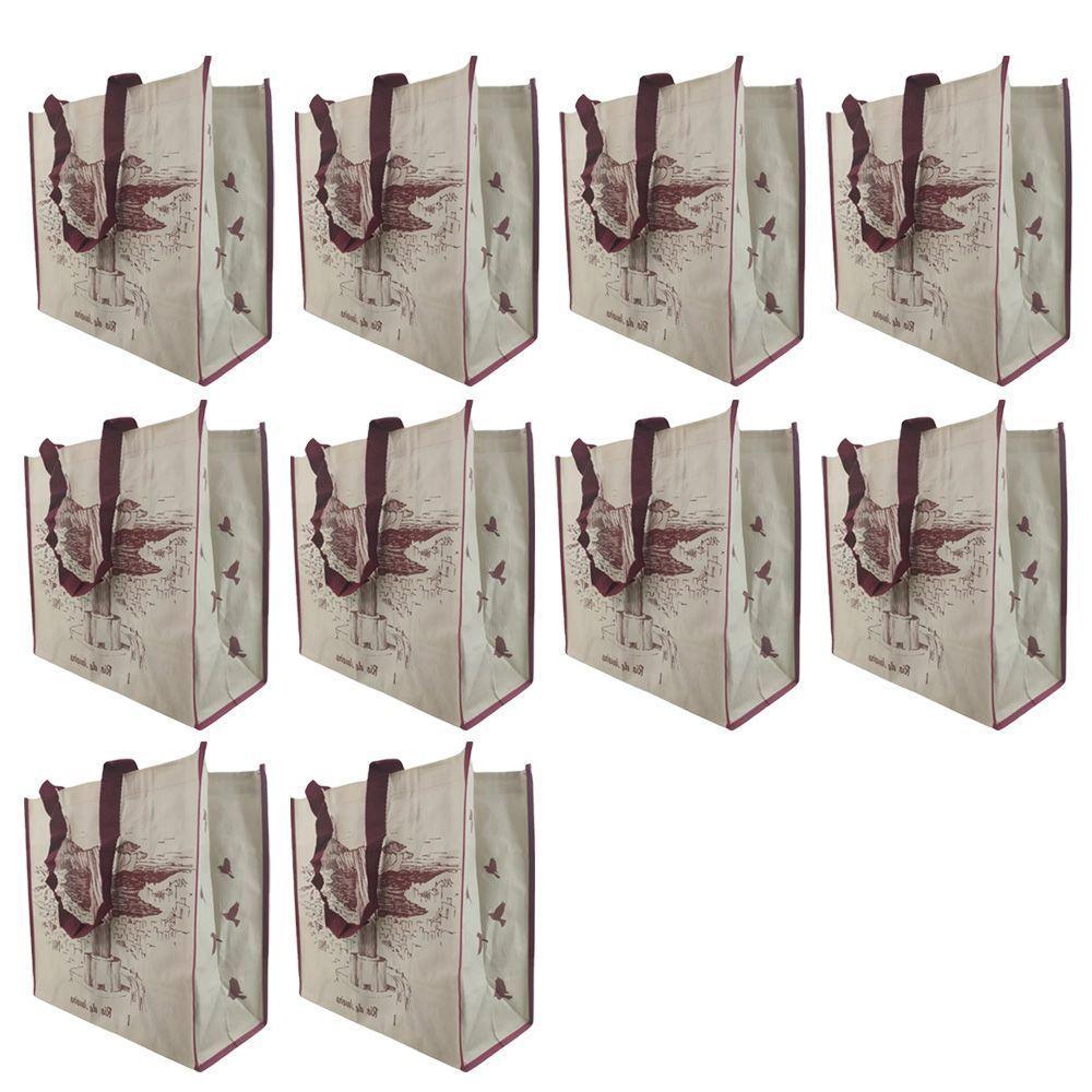 Bolsa Ecologica Reutilizavel Ecobag Kit 10 Unidades Compras Mercado Sacola De Ombro Alça Resistente Dobravel Pratica - 1