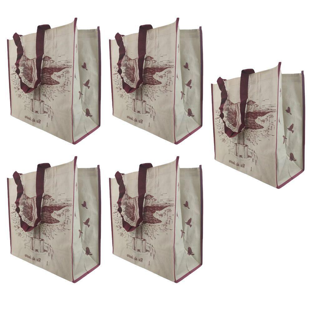 Bolsa Ecologica Sacola Reutilizavel Kit 5 Unidades Compras Mercado Pratica Resistente Alça Dobravel - 1