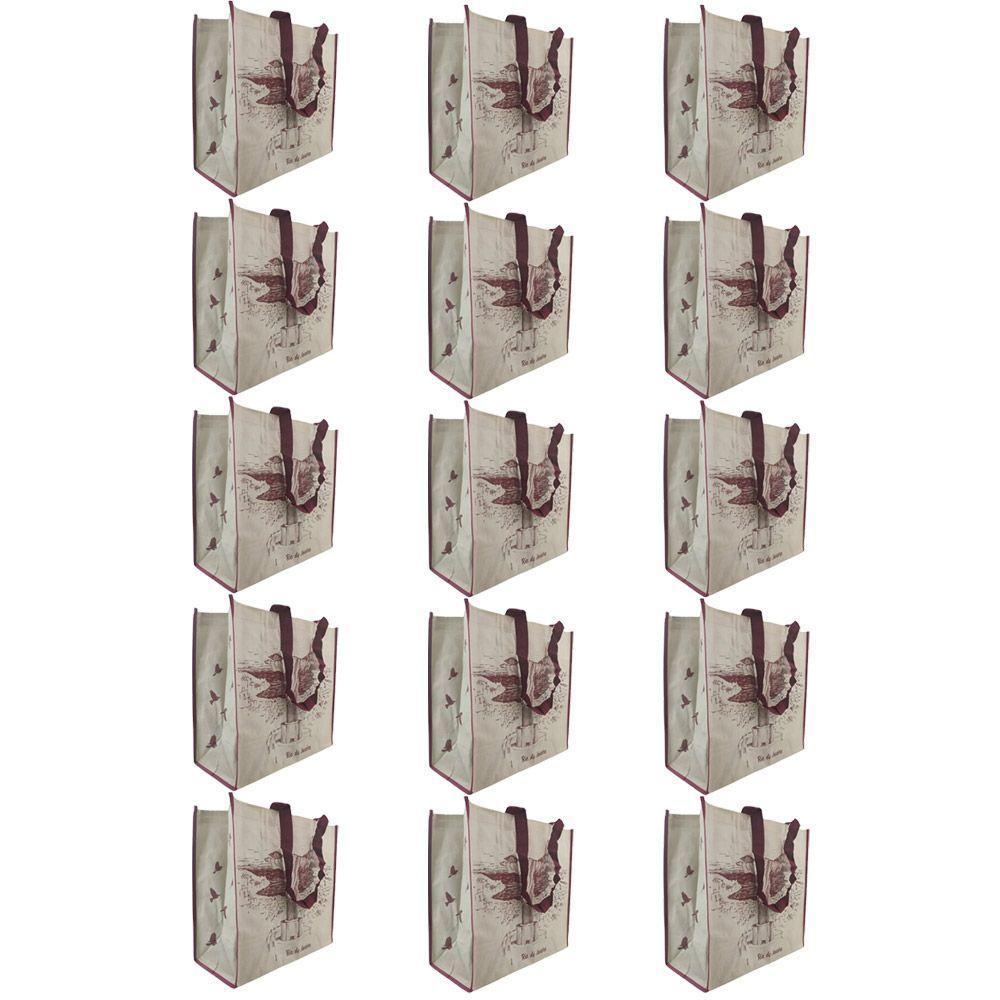 Bolsa Ecologica Kit 15 Unidades Sacola Ecobag De Ombro Reutilizavel Multiuso Dobravel Alça Compras Mercado Resistente Lavavel Pratica - 1