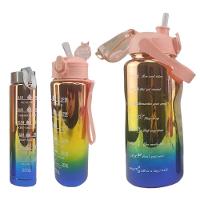 Garrafa Motivacional Metalica Kit 3 Uni Squeeze Com Medidor Agua Cha Suco Academia Treino Estudos Casa Curso Trabalho 2 Litros 900ml 300ml - 1