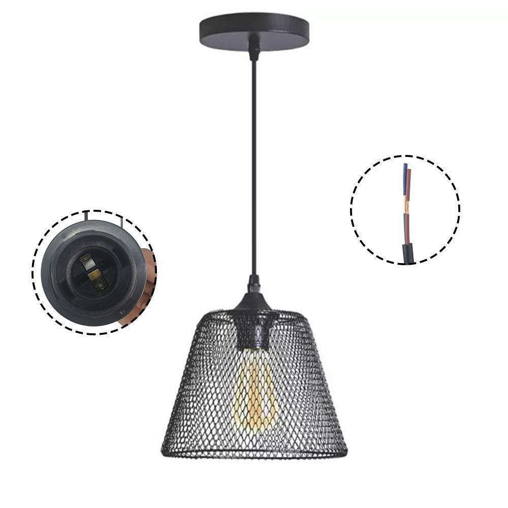 Lustre Pendente Abajur Cupula Decoraçao Casa Quarto Sala Copa Iluminaçao Metal Aramado Ajustavel Luz Teto Lampada - 1