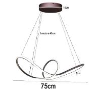 Lustre Pendente Aneis Infinito Arco 3 Em 1 Led 49w Luminaria Ambiente Sala De Estar Quarto Cozinha Recepçao Residencial Comercial Decoraçao Luxo - 1