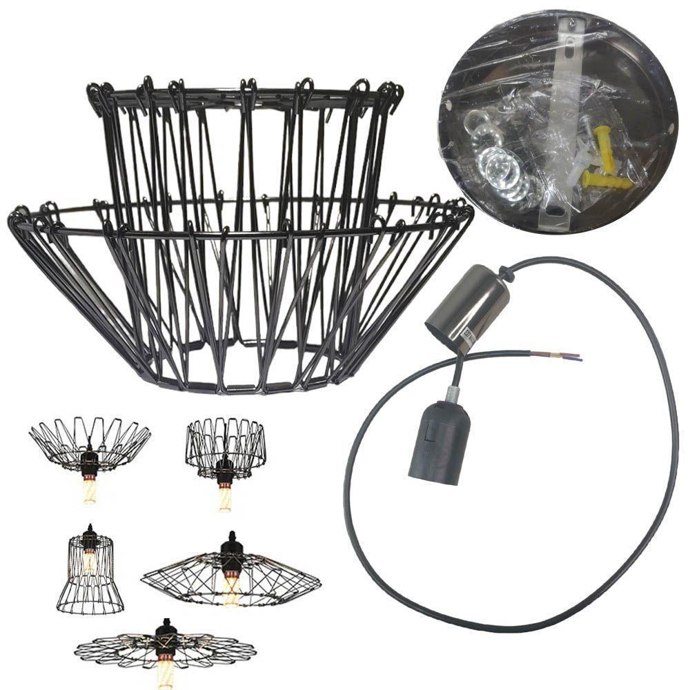 Lustre Pendente Luminaria Teto Decoraçao Flexivel Moderna Rustica Metal Aramado Sala Quarto Mezanino Casa Iluminaçao Resistente - 4