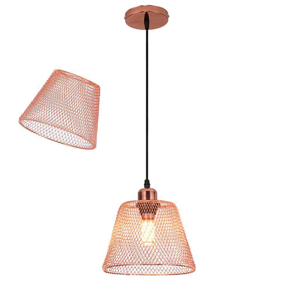 Lustre Cupula Pendente Abajur Metal Aramado Decoraçao Quarto Sala Casa Bar Copa Teto Lampada Luz Iluminaçao Ambiente - 1