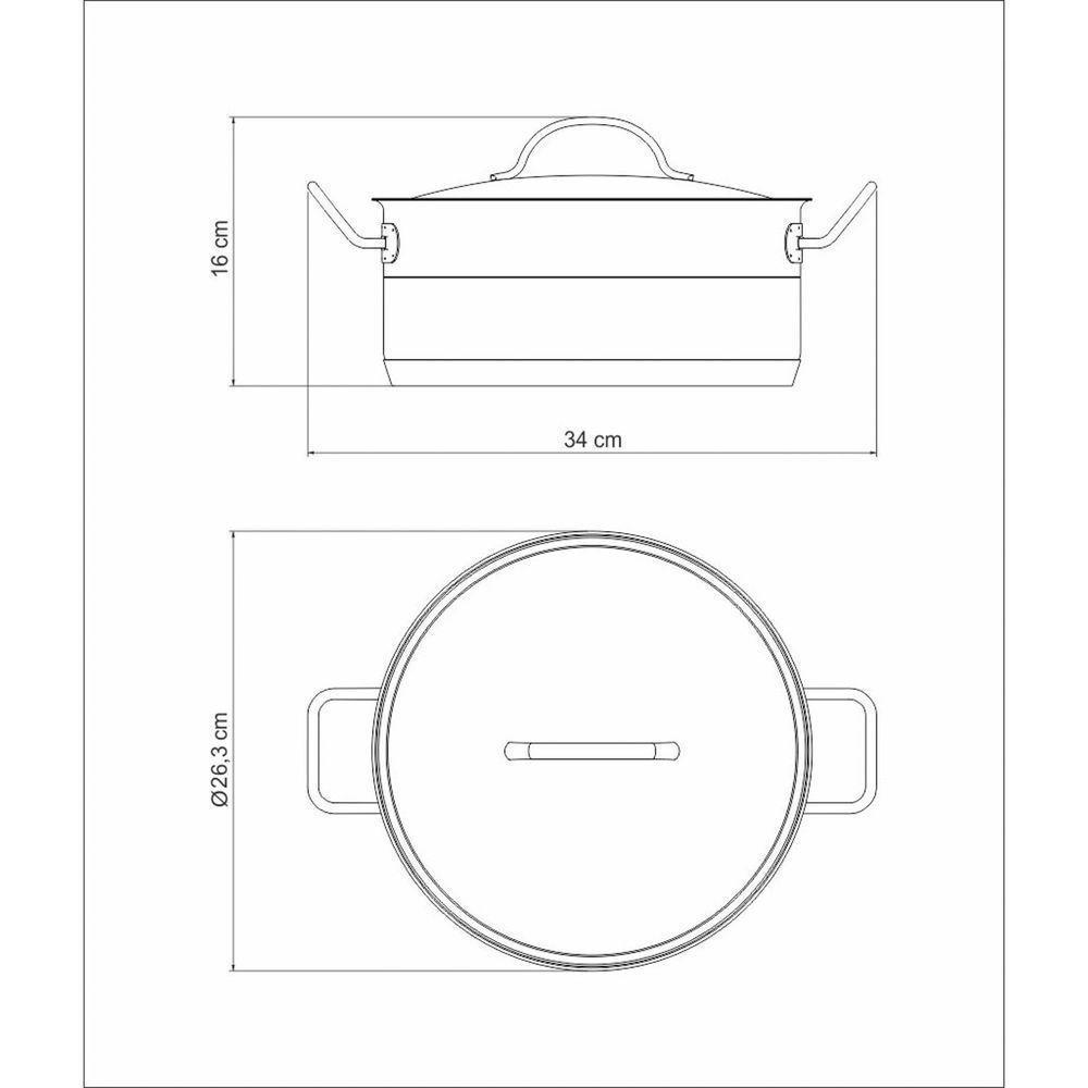 Caçarola Tramontina Professional Rasa Em Aço Inox Fundo Triplo Com Tampa Plana Detalhe Satinado 24 C Tramontina - 7