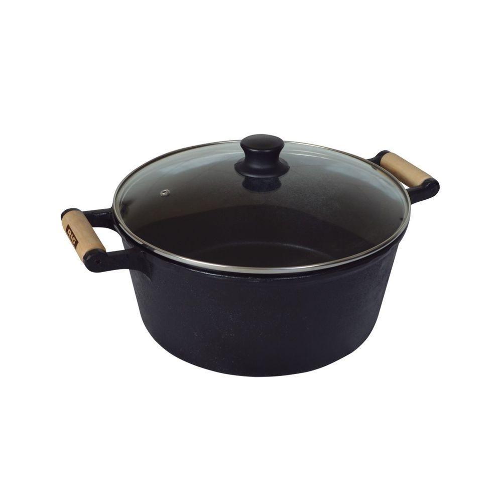 Caçarola De Ferro Alça Madeira E Tampa De Vidro 1,3 Litros. - 1