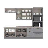 Cozinha Completa Americana (2 Aéreos, 2 Balcões, 1 Paneleiro, 2 Complementos) 7 Peças Cinza - Henn - 5