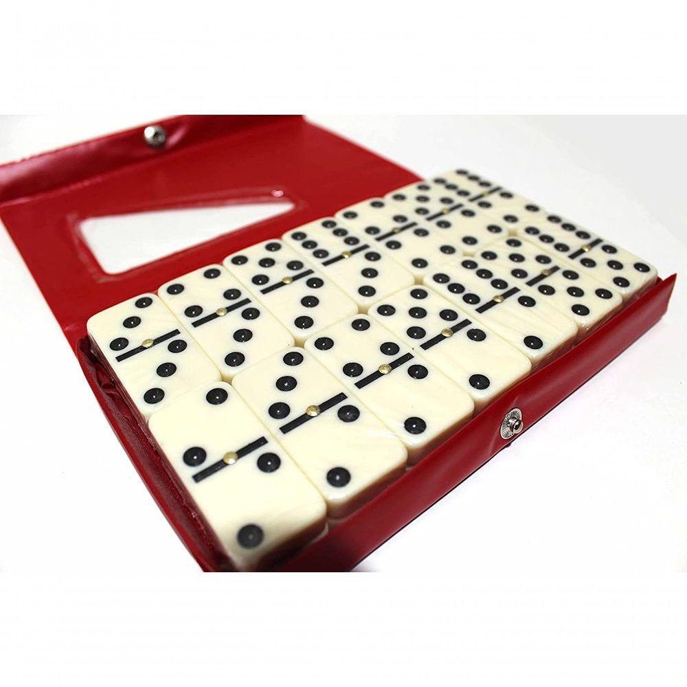 Jogo De Dominó  De Osso Estojo Com 28 Peças Vermelho - 2