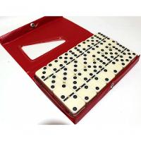 Jogo De Dominó  De Osso Estojo Com 28 Peças Vermelho