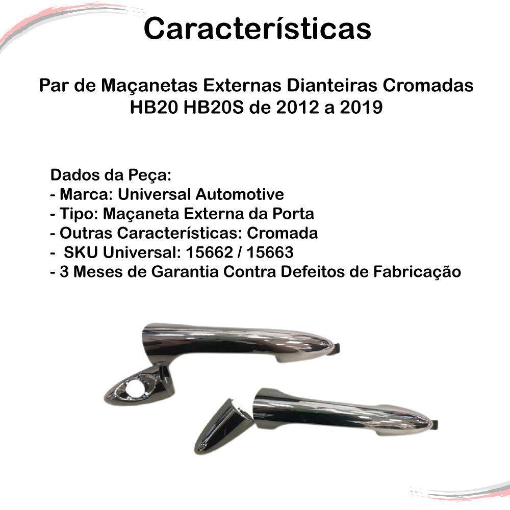 Par Maçaneta Externa Dianteira Cromada Hb20 Hb20s Até 2019 - 4