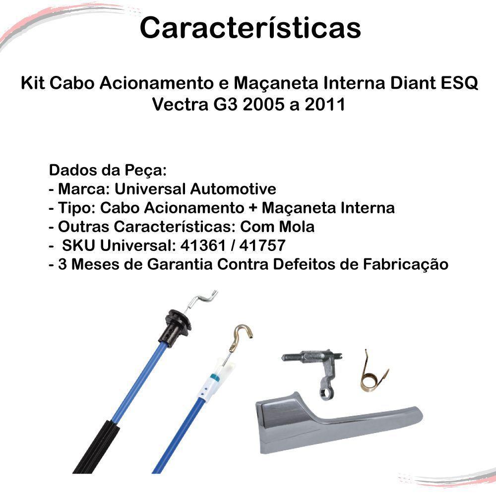 Kit Cabo Acio E Maçaneta Interna Diant Esq Vectra G3 05 A 11 - 3