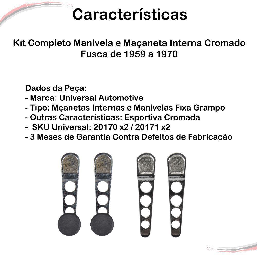 Kit Completo Manivela E Maçaneta Intern Cromado Fusca Até 70 - 3