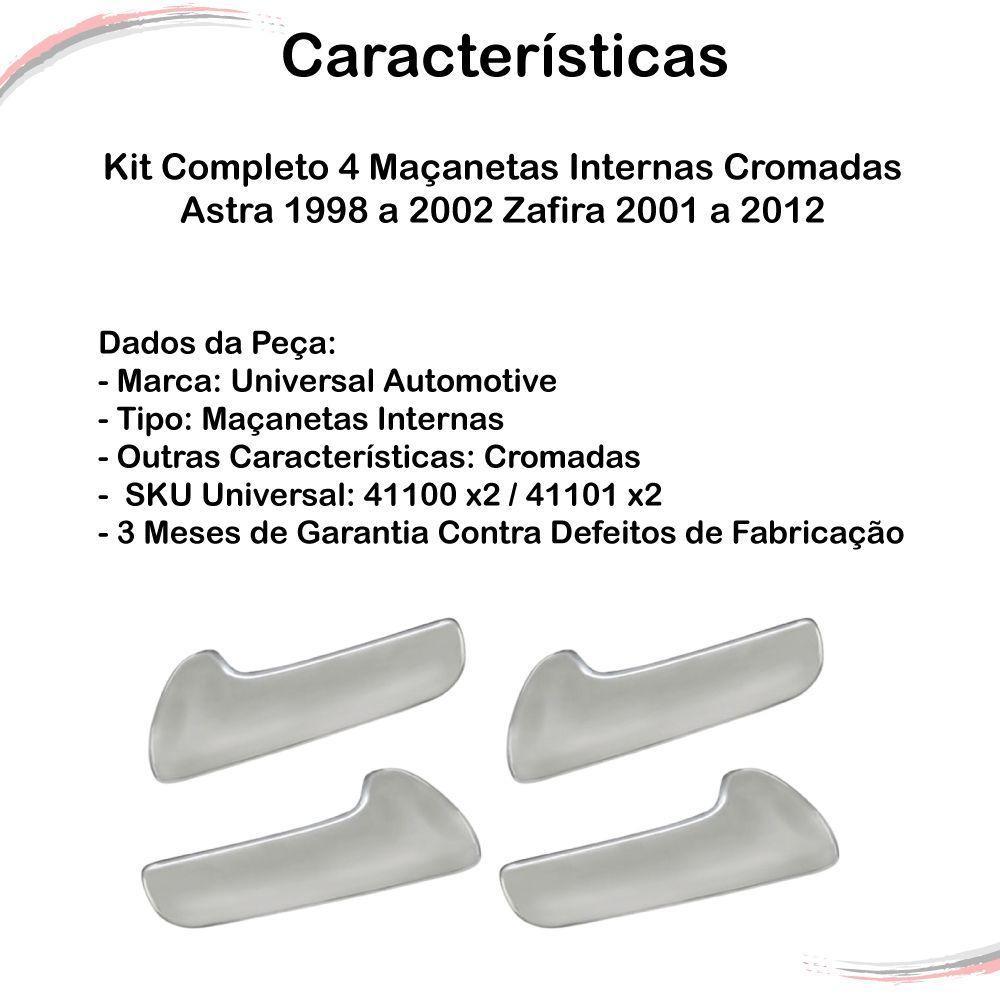 Kit Completo 4 Maçanetas Inter Cromadas Astra 98 A 02 Zafira - 3