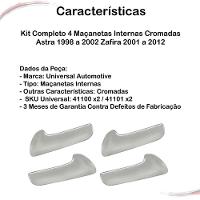 Kit Completo 4 Maçanetas Inter Cromadas Astra 98 A 02 Zafira - 3