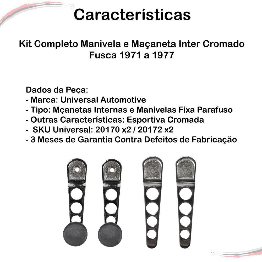 Kit Completo Manivela E Maçaneta Inter Cromado Fusca 71 A 77 - 3