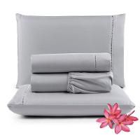 Jogo De Lençol Micropercal 400 Fios Queen 4 Peças Barato - Cinza - 1